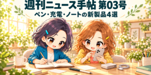 机でノートを書くふみと、スマートフォンを確認するりこ。