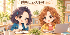 ふみとりこがノート、ペン、マウスを紹介する「週刊ニュース手帖 #02」の表紙