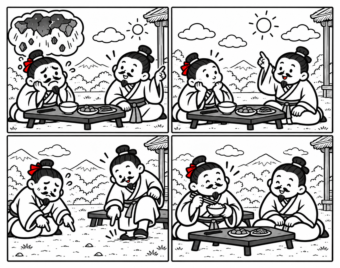 杞憂の故事を描く4コマ